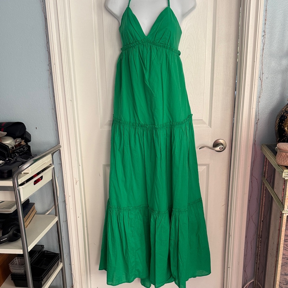 GB girls Emerald Green V-Neck Tiered Maxi Dress